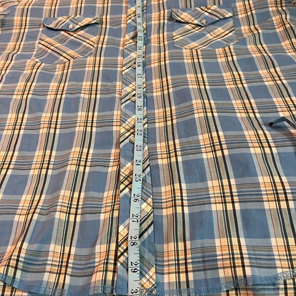 Wrangler western men’s Casual Blue Plaid Shirt Pearl snap XL - Picture 7 of 7